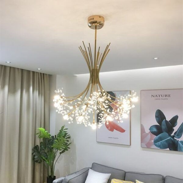 Đèn thả chùm hoa thủy tinh xi vàng THCN 104A-21