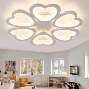 Đèn ốp trần Mica hình trái tim hiện đại 6 cánh MO956A