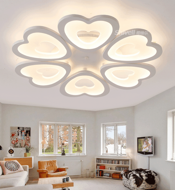 Đèn ốp trần Mica hình trái tim hiện đại 6 cánh MO956A