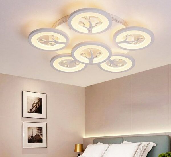 Đèn ốp trần Mica hình tròn nhánh cây hiện đại 6 cánh MO - 940