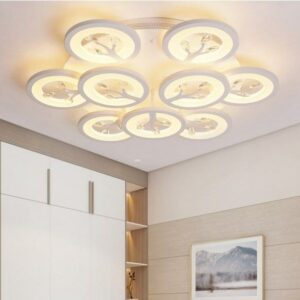 Đèn ốp trần Mica hình tròn nhánh cây hiện đại 9 cánh MO - 941