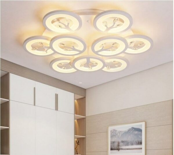 Đèn ốp trần Mica hình tròn nhánh cây hiện đại 9 cánh MO - 941
