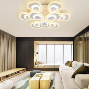 Đèn ốp trần Mica hình đuôi công hiện đại 9 cánh MO970