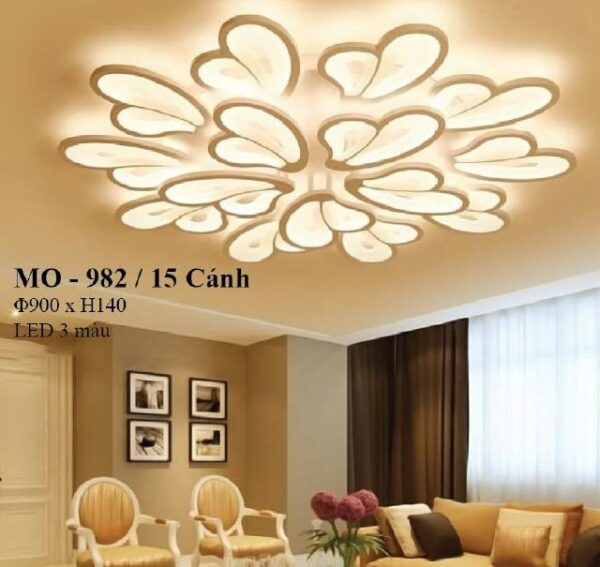 Đèn ốp trần Mica hình cánh hoa hiện đại 15 cánh MO982