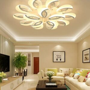 Đèn ốp trần Mica hình cánh hoa hiện đại 15 cánh MO988