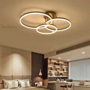 Đèn ốp trần Mica  hiện đại 3 cánh chữ O màu nâu cafe MO-995