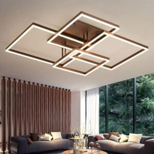 Đèn ốp trần Mica  hiện đại 3 cánh vuông màu nâu cafe MO996