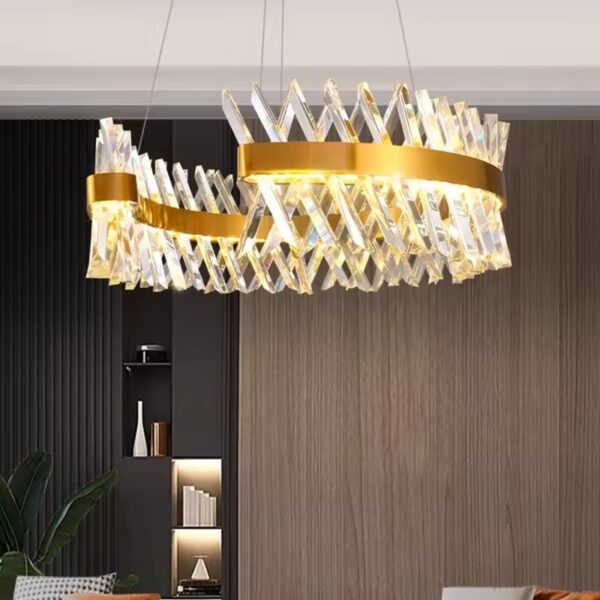 Đèn chùm pha lê hiện đại hình móng ngựa xi vàng bóng TH869