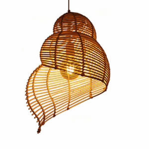 Đèn thả mây tre đan nghệ thuật đồng quê mộc mạc hình vỏ ốc MT-02