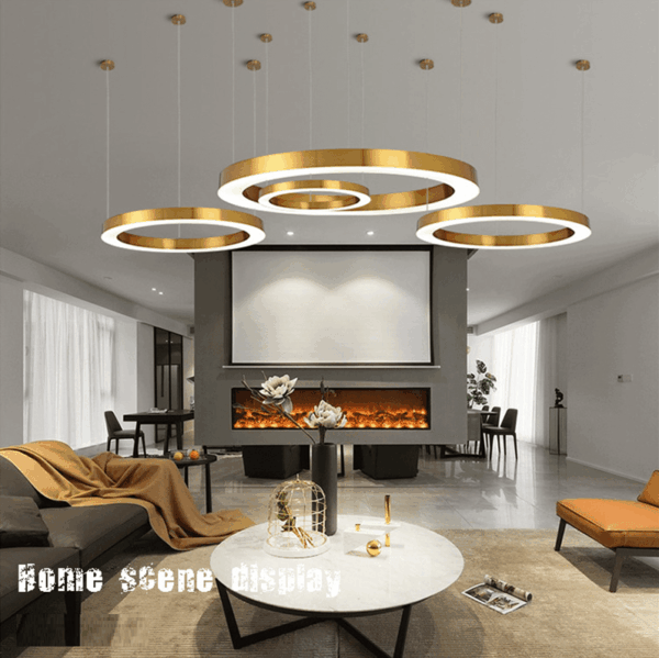 Đèn chùm thả đơn vòng nhẫn inox xi vàng TH827