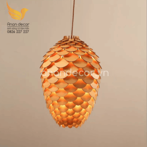 Đèn thả gỗ đan nghệ thuật hình quả thông VLR-9006