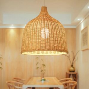 Đèn thả mây tre đan nghệ thuật đồng quê mộc mạc hình chuông lớn MT01 chuông lớn