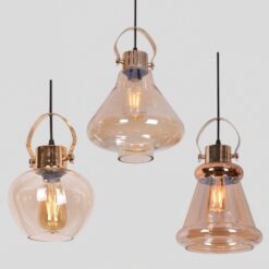 Đèn thả chao thủy tinh trà đuôi xi hồng DT-04