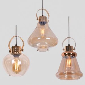 Đèn thả chao thủy tinh trà đuôi xi hồng DT-04