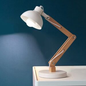 Đèn bàn hiện đại độc đáo thân gỗ chao trắng DB.23T