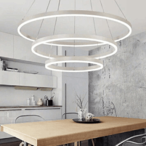 Đèn chùm viền trắng 3 vòng hắt sáng dưới TH 822