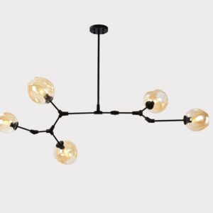 Đèn chùm thả kiểu ngang hạt đậu hở thân đen 5 bóng TTK.23-5