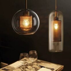 Đèn thả hiện đại chao thủy tinh xi đồng retro THCN 163-20