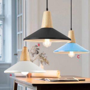 Đèn thả chao nón bè hiện đại đuôi gỗ T-035