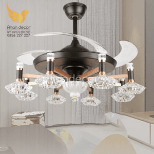 Quạt trần đèn trang trí cánh xếp gập giấu cánh DQ 6085