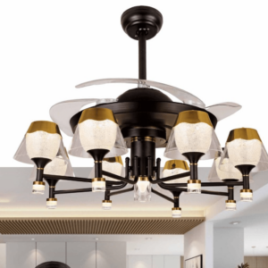 Quạt trần đèn trang trí cánh xếp gập giấu cánh QD 2162