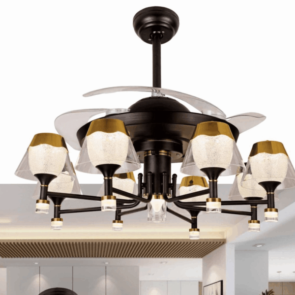Quạt trần đèn trang trí cánh xếp gập giấu cánh QD 2162