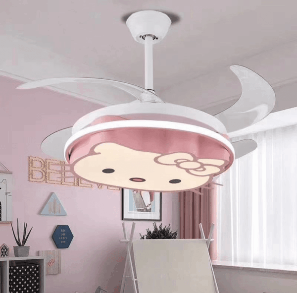 Quạt trần đèn trang trí cánh xếp gập giấu cánh hello kitty Vifa - 25 - 21