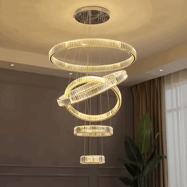 Đèn chùm pha lê thả thông tầng 5 vòng cao cấp TH-8078