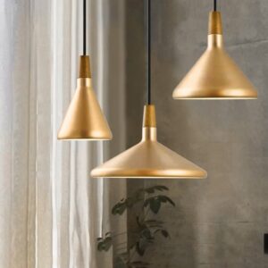 Đèn thả đuôi gỗ sơn hợp kim vàng đồng T-035V