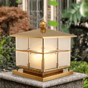 Đèn trụ cổng xi mạ đồng tân cổ điển TCD-08
