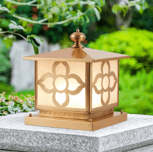 Đèn trụ cổng xi mạ đồng tân cổ điển TD-36