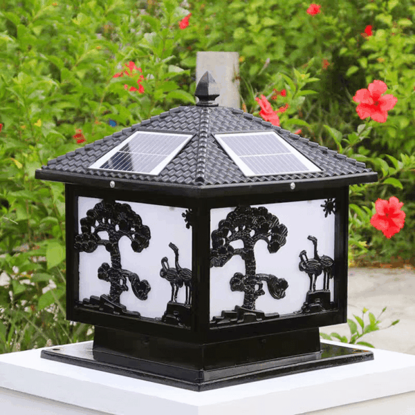 Đèn trụ cổng năng lượng mặt trời thân đen TC 7326D