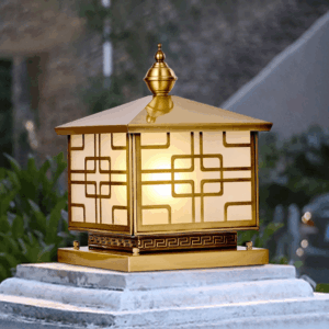 Đèn trụ cổng xi mạ đồng tân cổ điển TD-02
