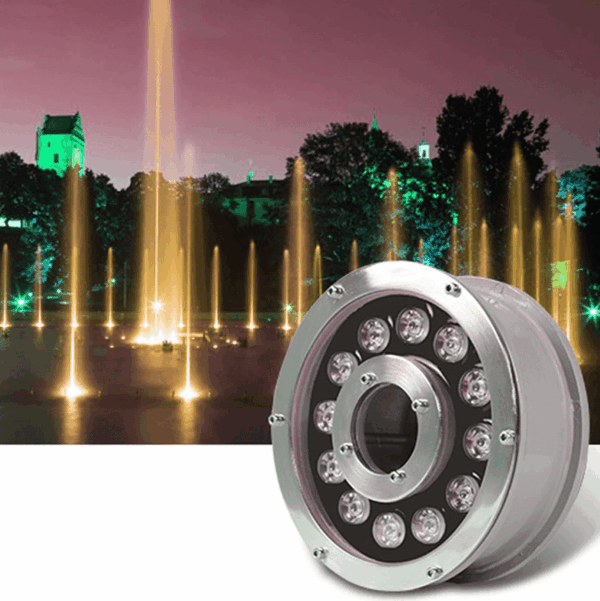 Đèn âm nước sân vườn đài phun nước hình bánh xe HBG 12W