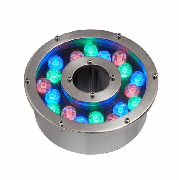 Đèn âm nước sân vườn đài phun nước hình bánh xe đổi màu RGB HBG 18W DM