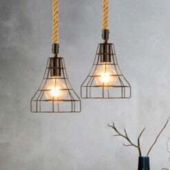 Đèn thả rổ sắt dây thừng T93G-DT