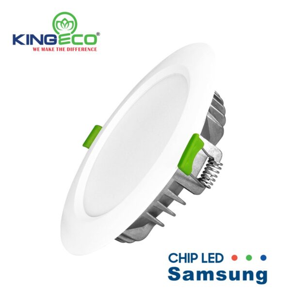 Đèn âm trần tán quang mặt trắng size lớn D138 9w KingEco