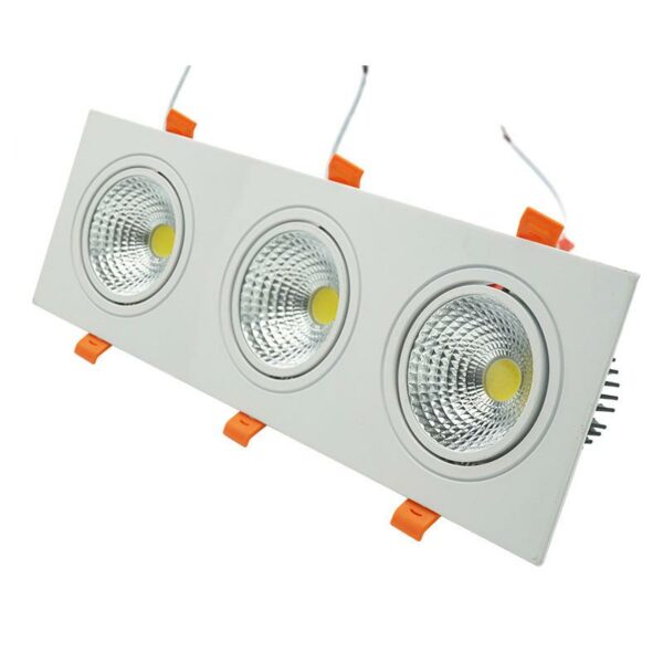 Đèn âm trần vuông ba COB mặt trắng HC 30W