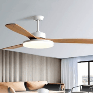 Quạt trần đèn hiện đại 3 cánh gỗ trang trí phòng khách QVifa - 60