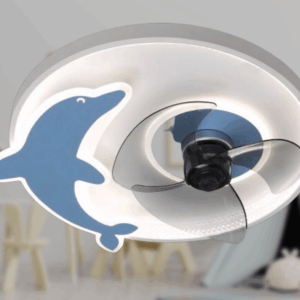 Quạt trần đèn dễ thương hình cá heo trang trí phòng em bé F85