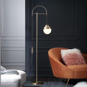 Đèn cây đứng cần cong có kệ đựng trang trí phòng khách , khu vực sofa DC-705