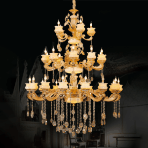 Đèn chùm thông tầng cổ điển mạ vàng 24K CN 1769/15+10+5
