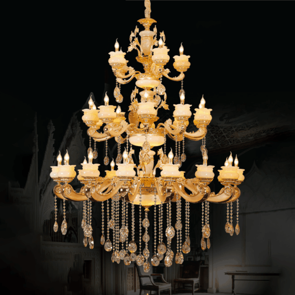 Đèn chùm thông tầng cổ điển mạ vàng 24K CN 1769/15+10+5