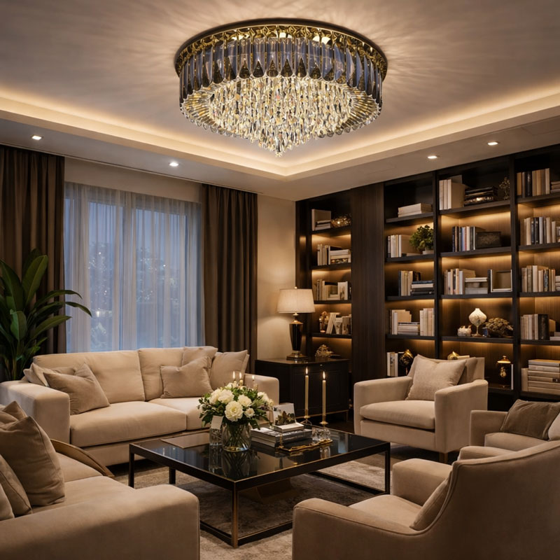 Đèn ốp trần pha lê cao cấp trang trí phòng khách OTPL8137T1000 - Ảnh 2