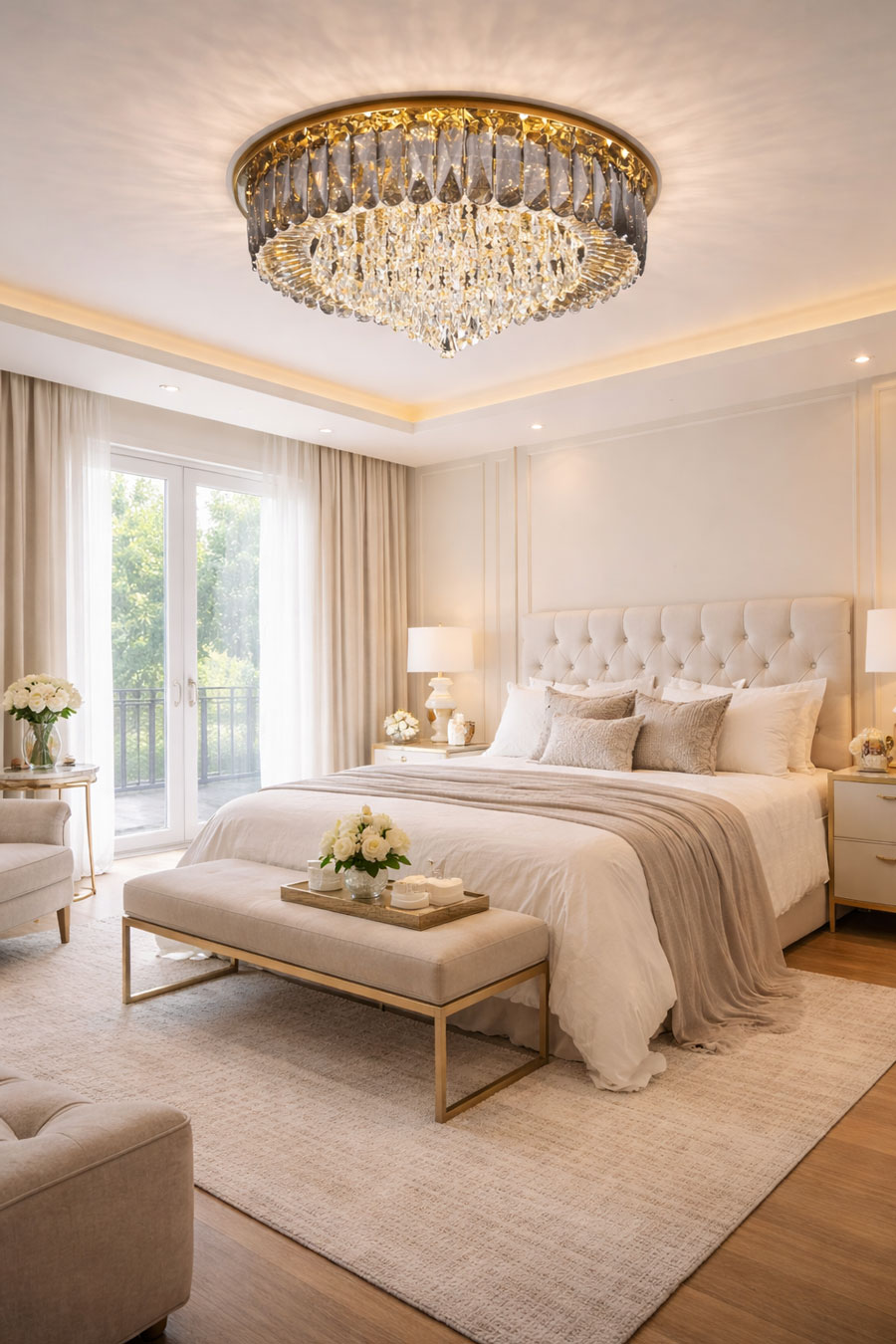 Đèn ốp trần pha lê cao cấp trang trí phòng khách OTPL8137T1000