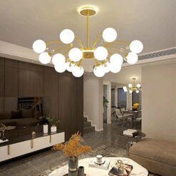 Đèn chùm chao thủy tinh sữa decor phòng khách, căn hộ THCN-255B