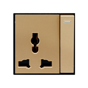 Hạt ổ cắm 3 chấu + công tắc đơn đảo chiều, nhôm chống xước DoBo - A90V-014