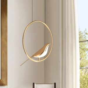 Đèn thả trang trí chim vành khuyên đậu vòng vàng T-9008/1B