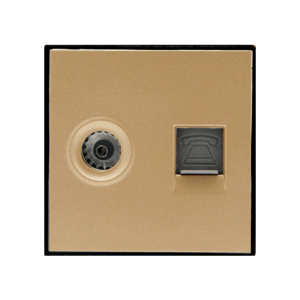 Hạt ổ cắm Tivi + ổ cắm điện thoại, nhôm chống xước DoBo - A90V-026