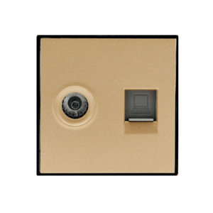 Hạt ổ cắm Tivi + ổ cắm mạng, nhôm chống xước DoBo - A90V-027